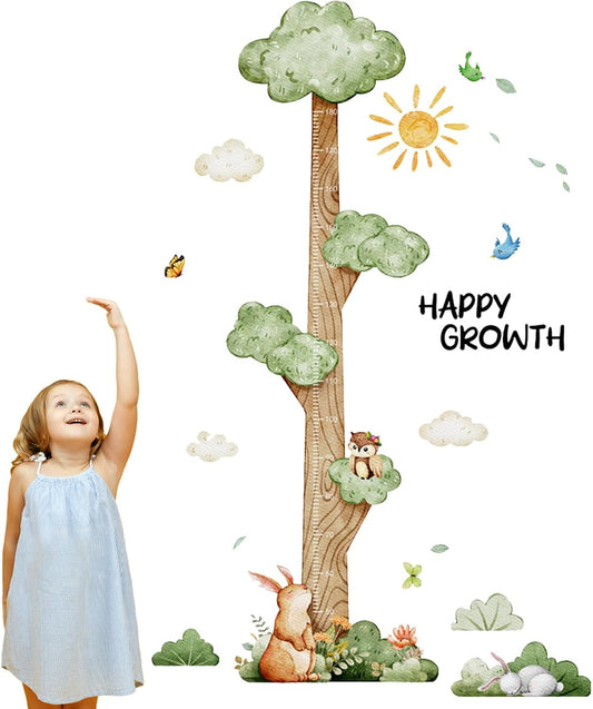 3D Cartoon Height Chart for Kids, DIY Growth Stickers, Removable Height Wall Chart for Kids Nursery, Bedroom, Bathroom