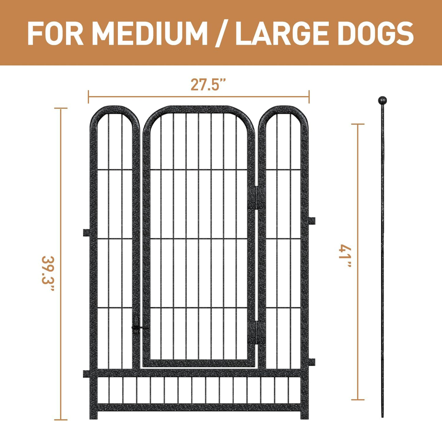 Metal Dog Playpen, 40 Inch Height 8 Panels, Ideal Dog Fence for Large/Medium/Small Dogs Indoor & Outdoor Bliss, Perfect Dog Pen for Camping, Yard, and RV | Black-Silver