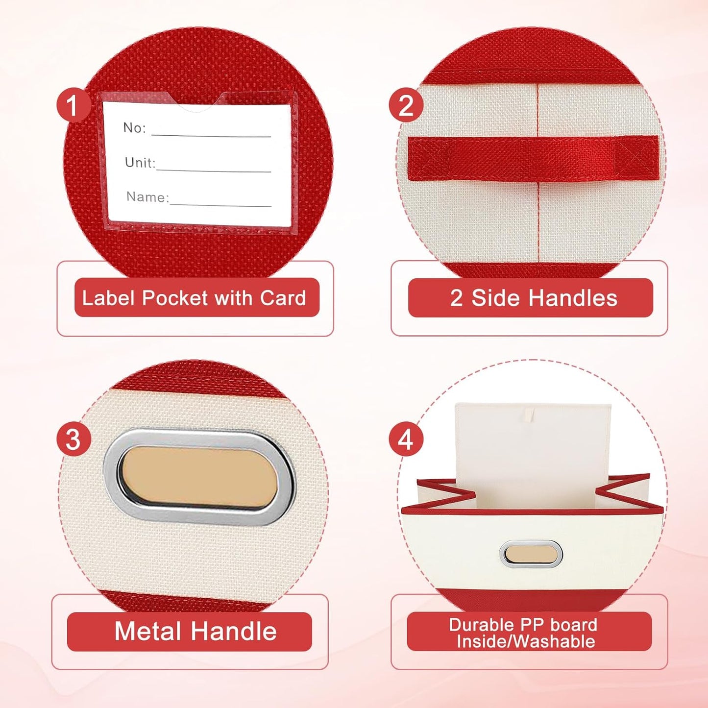 Large Linen Fabric Foldable Storage Bins with Removable Lid and Handles, Washable Storage Box Organizer Containers Baskets Cube with Cover for Bedroom,Closet,Office(Grey&Cream, Large(2-Pack))