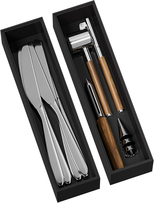 Kitchen Drawer Organizer Bins, Black Bamboo Drawer Organizer Stackable for Silverware, Utensils, Cutlery, Flatware, for Junk Drawer, Dresser, Bathroom, 12" x 3" x 2.5" (Set of 2)