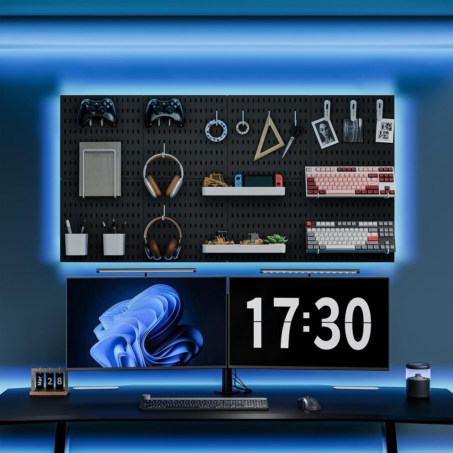 Pegboard Combination Kit, 25.2" x 25.2" Wall Mounted Storage Set with 4 Pegboards & 20 Accessories Hanging, Peg Boards Organizer