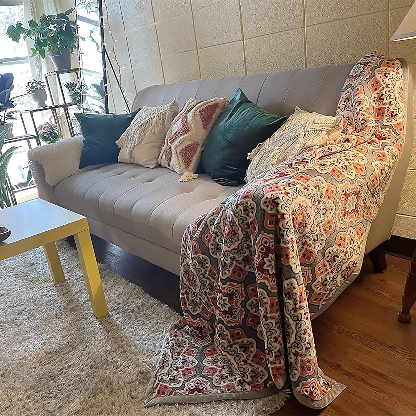 UKELER Floral Sherpa Throw Blanket Queen Size 80'' x 90'', Southwestern Throw Blanket for Bed/Couch/Sofa/Camping, Great Gift for Mother's Day, Father's Day, Thanksgiving, Christmas