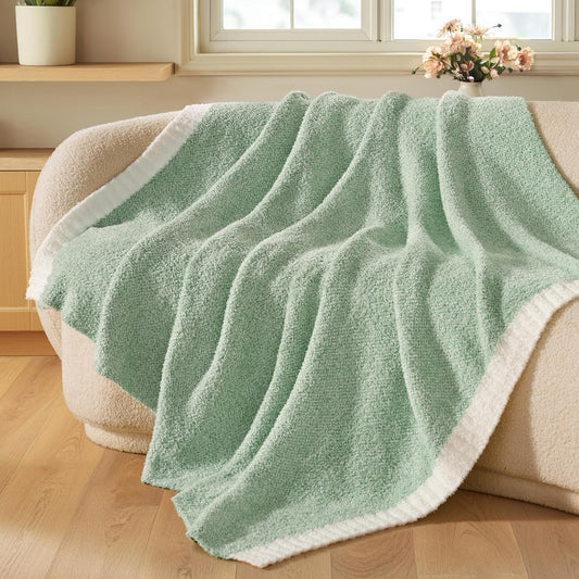 Joiedomi Throw Blanket for Couch Bed, Sage Green Knitted Blankets Gifts for Women Mom Girls, Cozy Cute Soft Throw Home Room Decor Aesthetic for Women Mothers Birthday Gifts 50x60 Inches